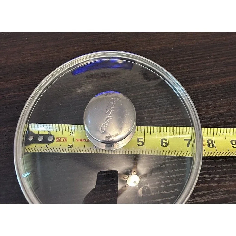 Wolfgang Puck 7.5” Tempered Glass Replacement Lid Only Stainless Steel Rim Knob